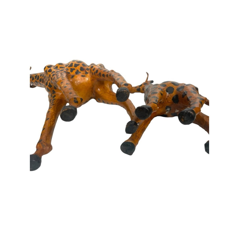 Vintage leather wrapped 2 Pc mom and child giraffe figures statues - Picture 12 of 12